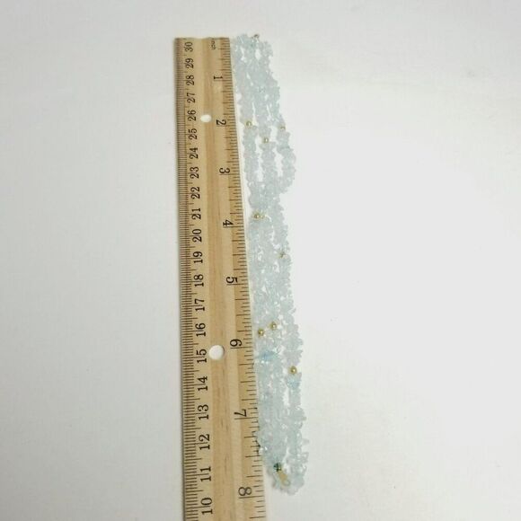 Vintage 14k Clasp Three Strand Light Blue Chip Stone Beaded Bracelet, Estate - Picture 4 of 6